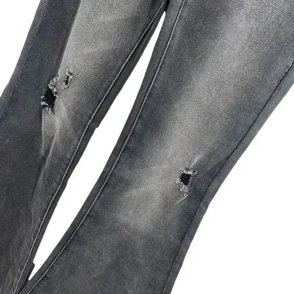 Sandrine Rose x Free People Black Flare Leg Distressed‎ Jeans 26 New - Picture 2 of 8